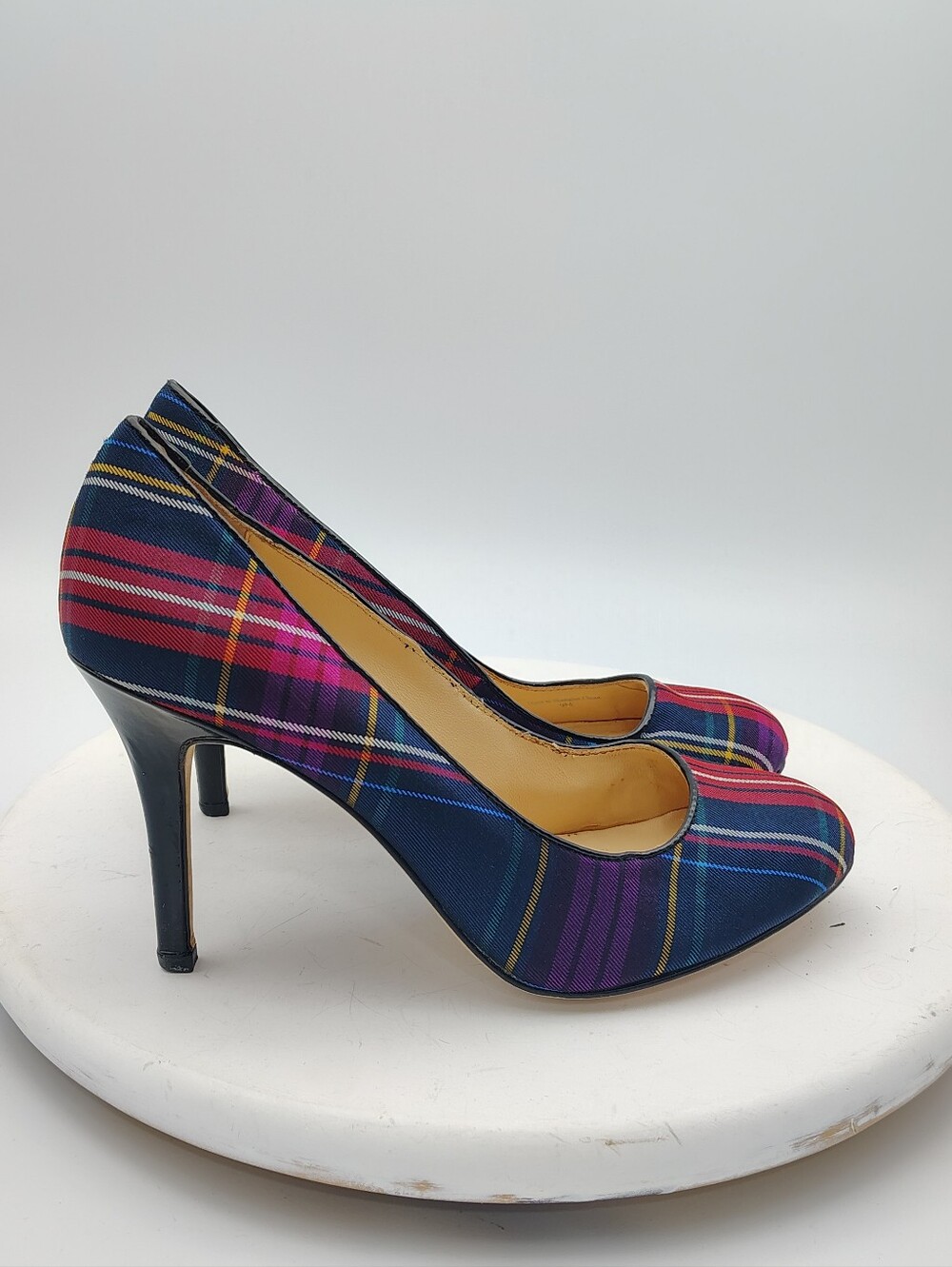 kate spade Navy, Pink and Red Plaid High Heel Pumps Size Women's 9